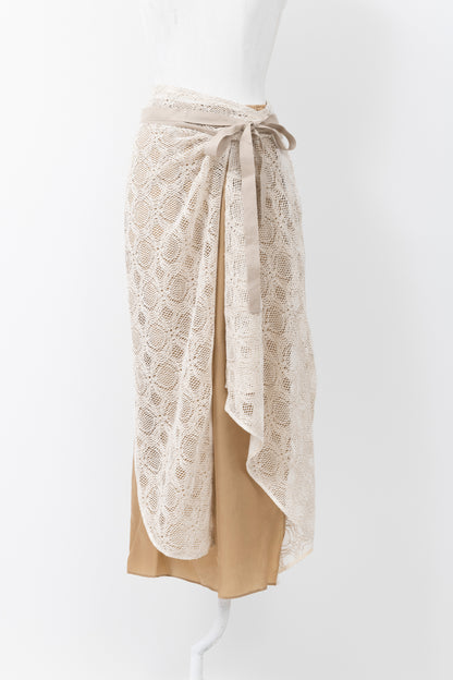 linen lace layered skirt